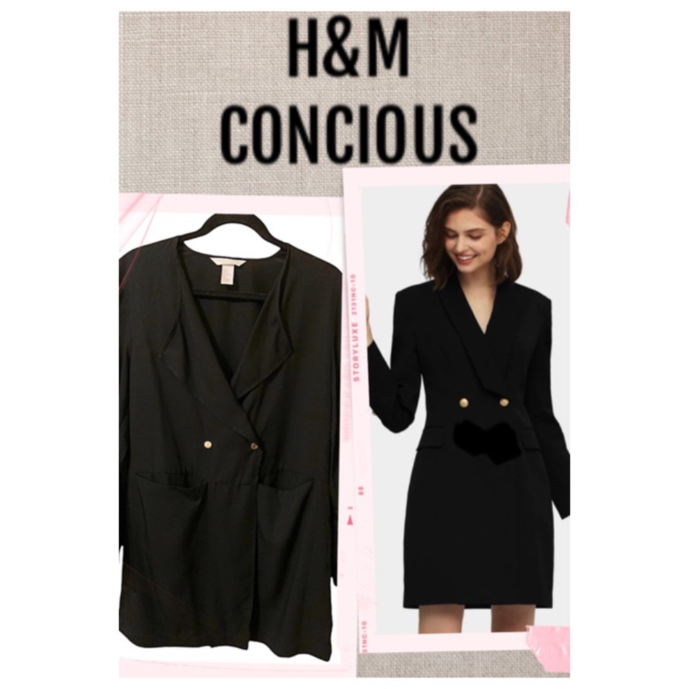 H&M Dress CONSCIOUS Black Double-breasted dress style Size 10